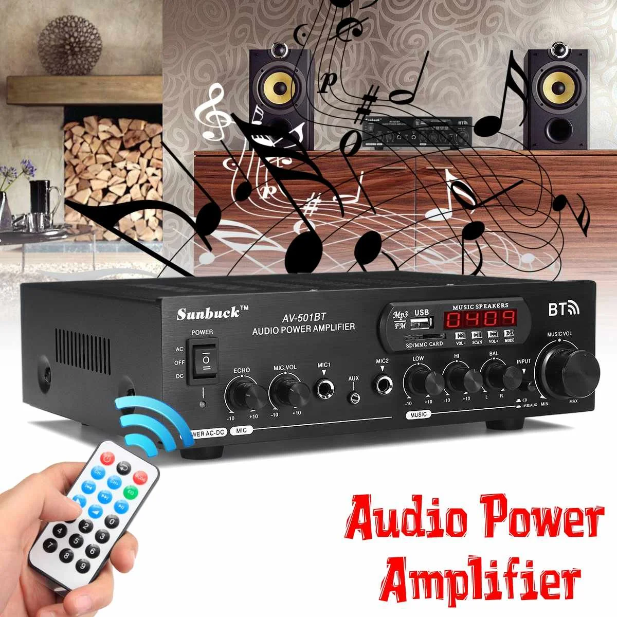 Bluetooth 2,0 Hi-Fi 1200W 220 V/110 V аудио усилитель мощности динамик 4 микрофон Пульт дистанционного управления Поддержка цифровой FM радио USB SD карты 2 входной сигнал Mic