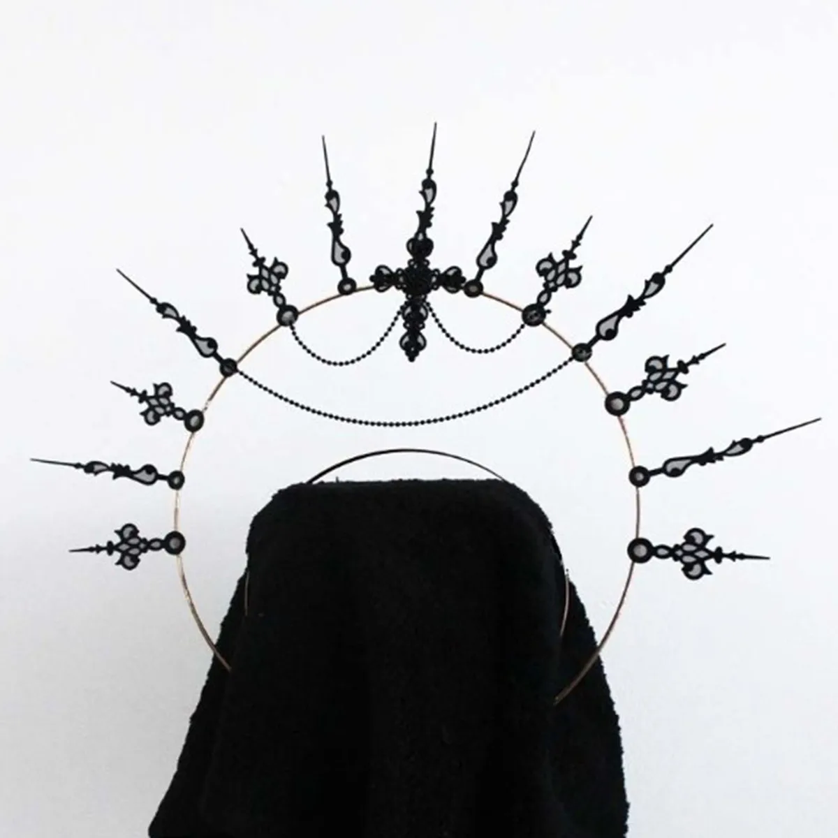 

Fashion Baroque Cross Goddess Halo Crown Tiara Headband Virgin Mary Headpiece