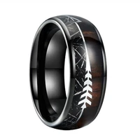 new arrival 8mm black men tungsten ring wedding band with arrow wood and black meteorite inlay comfort fit jewelry size 7 14