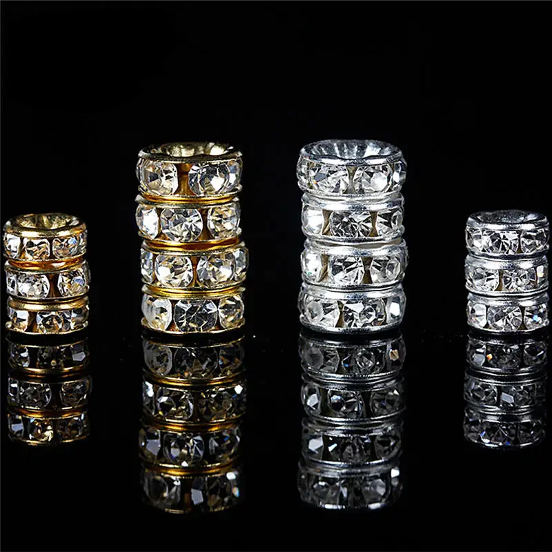 

Silver Gold Crystal Rhinestone Rondelle Spacer Beads DIY 6mm 8mm