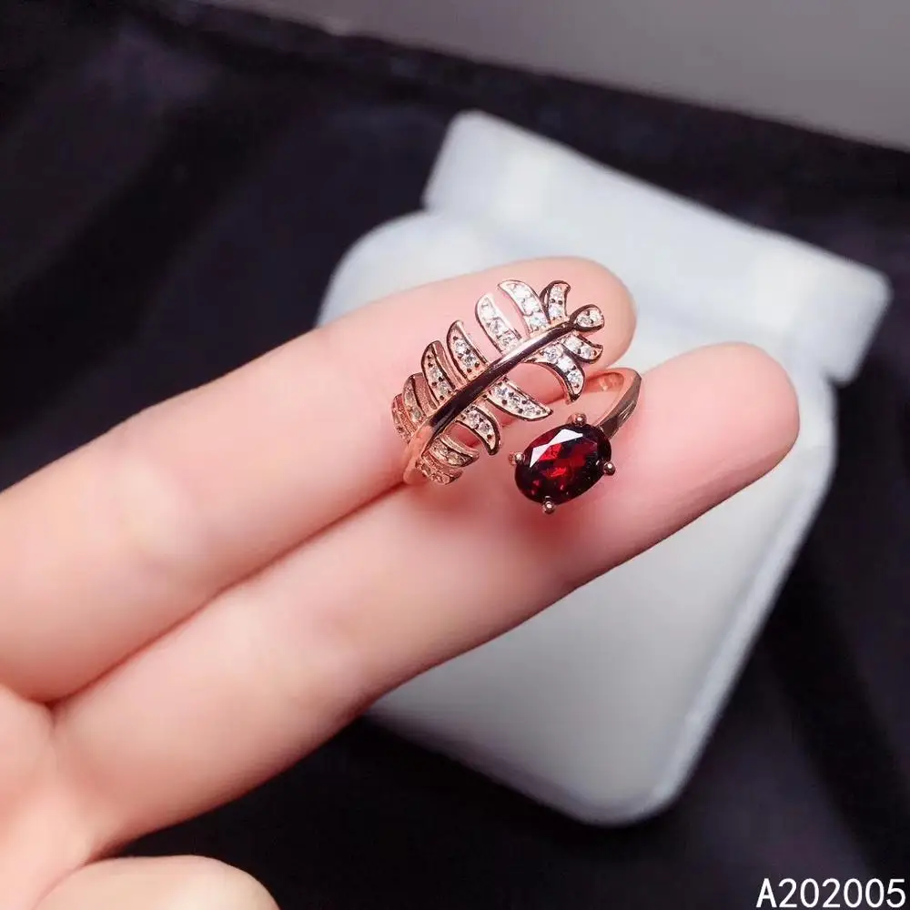 

KJJEAXCMY fine jewelry 925 sterling silver gem natural Garnet new Female adjustable woman Lady girl crystal ring Support test 0