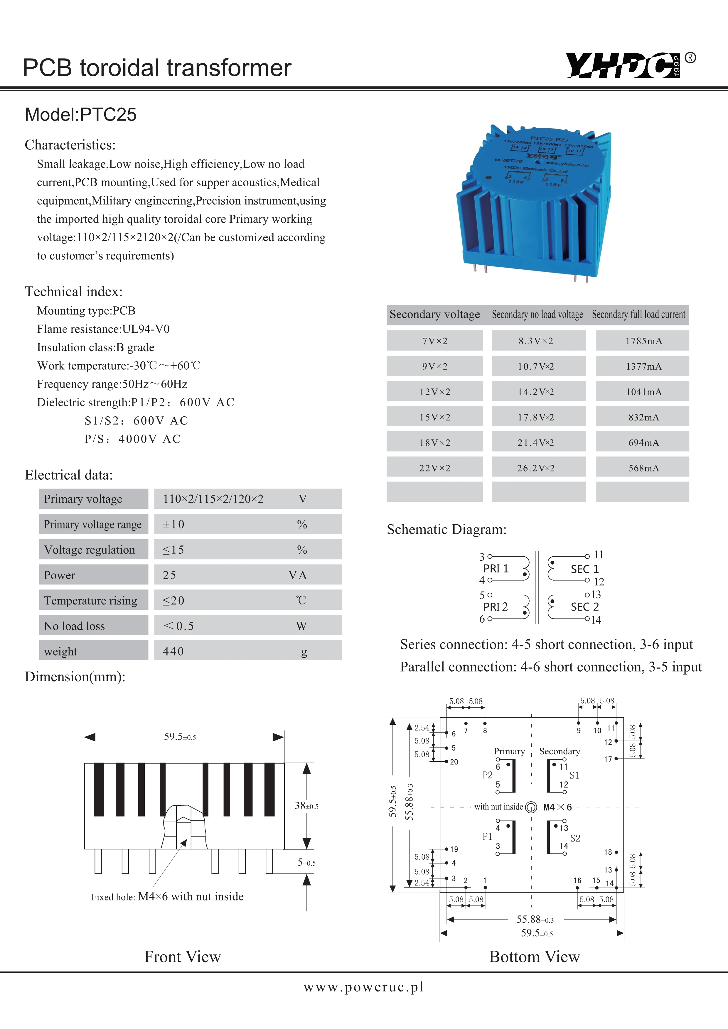 PTC25 для использования аудио Мощность 25VA input110Vx2 output18Vx2 тороидальный трансформатор