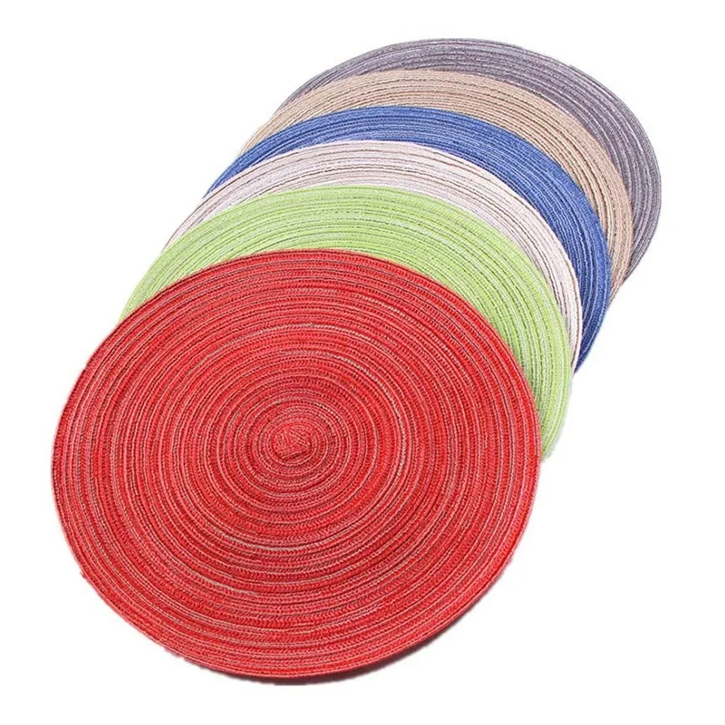 

6 Round Woven Placemat High Temperature Resistant Non-Slip Placemat 11 7/8 Inch Diameter Washable Placemat