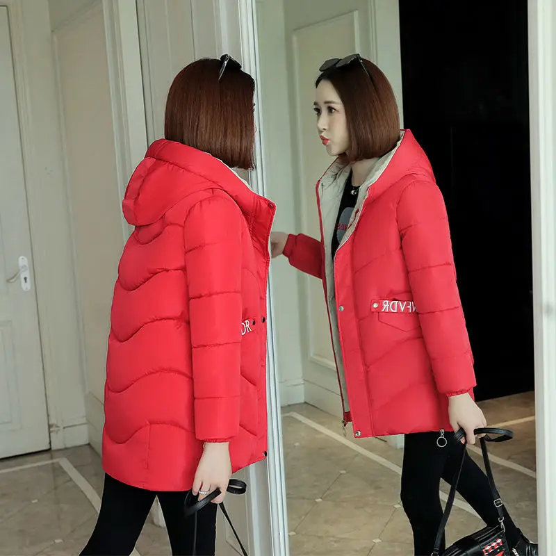 Женская Стеганая куртка, зимняя куртка средней длины с капюшоном, 2021, размера плюс от AliExpress WW