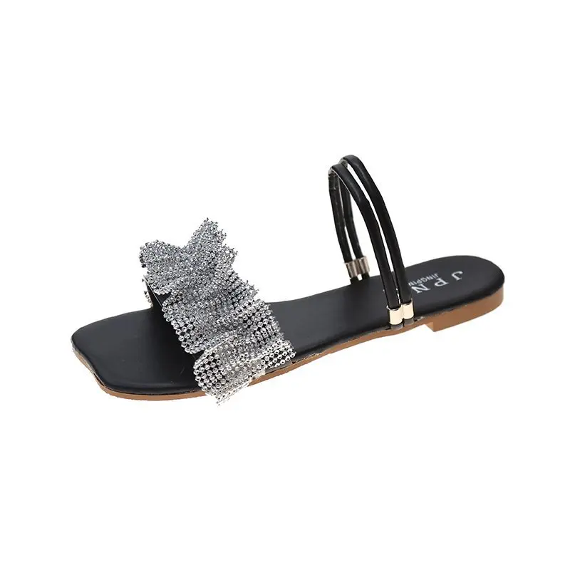 

Slippers Women Summer Flat Shoes Female Luxury Slides Pantofle Low Designer 2021 Beach Fabric Rubber Rome Scandals Hoof Heels PU