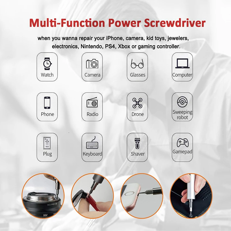 Мини аккумуляторная электрическая отвертка Прецизионная многофункциональная 3 6