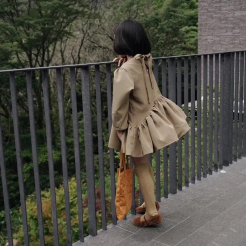 New Girls Dress Autumn Irregular Ruffles Baby Long Sleeve Fashion Ball Gown DT662 | Детская одежда и обувь