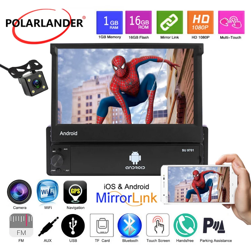 Автомобильный радиоприемник MP5 HD Mirror Link GPS 7 дюймов WIFI Bluetooth 1din FM выдвижной экран