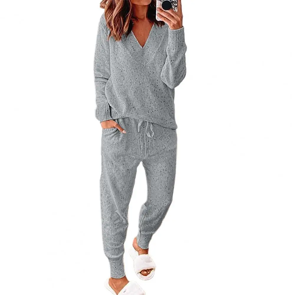 

Women's Tracksuit Suit Sets 2PCS Set V Neck Long Sleeve Cotton Blend Spring Autumn Ladies Sportswear Outfits for Women Plus Size