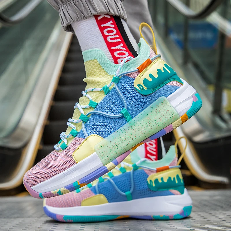 Fashion Colorful Couples Sports Shoes Basketball Platform Sock Sneakers Men Sizes 36-45 Breathable Womens Trainers Shoes Basket