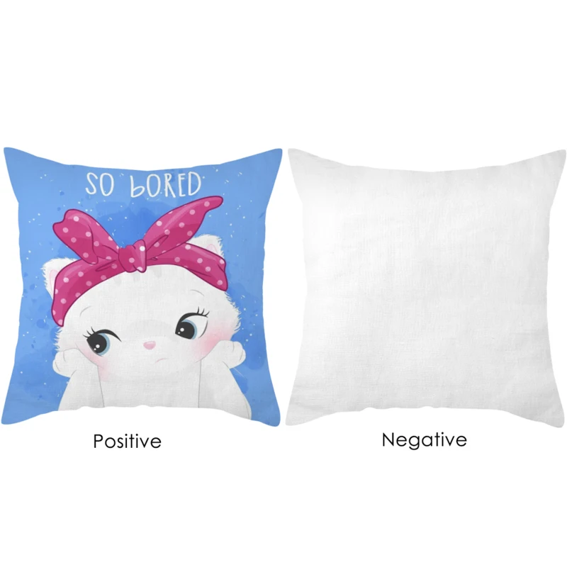 

45x45cm Cartoon Cute Cats Printed Pillowcase for Pillows Home Decor Blue Throw Pillow Case for Sofa Chairs Cushion Cover Gift