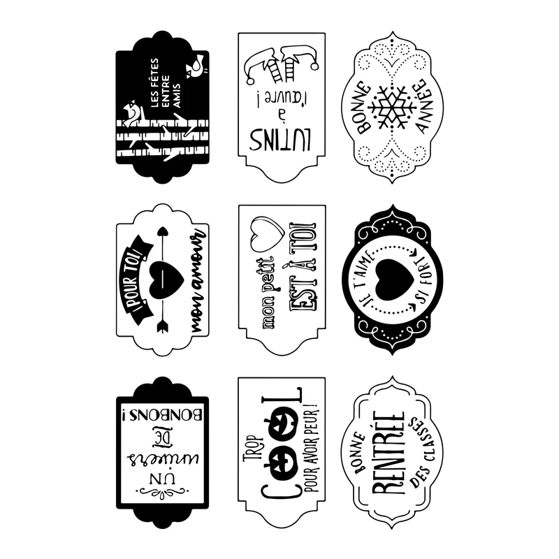 

New 2021 Clear Stamps Scrapbooking For Card Making Label Embossing Frame French Stamp Set Without Cutting Dies