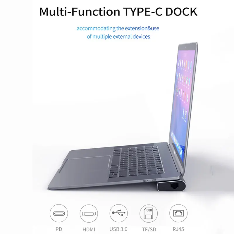 Док-станция для ноутбука USB C к HDMI 4K RJ45 Ethernet SD/TF кард-ридер с PD зарядным портом Macbook