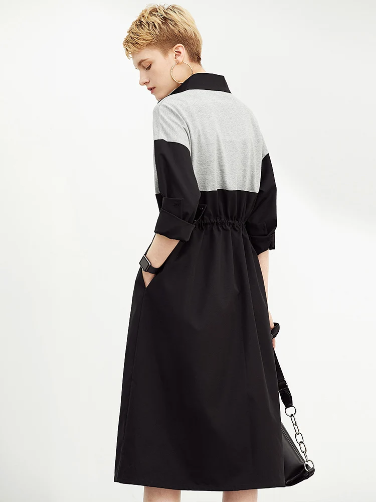 Amii/весеннее платье с длинными рукавами и высокой талией куртка на молнии