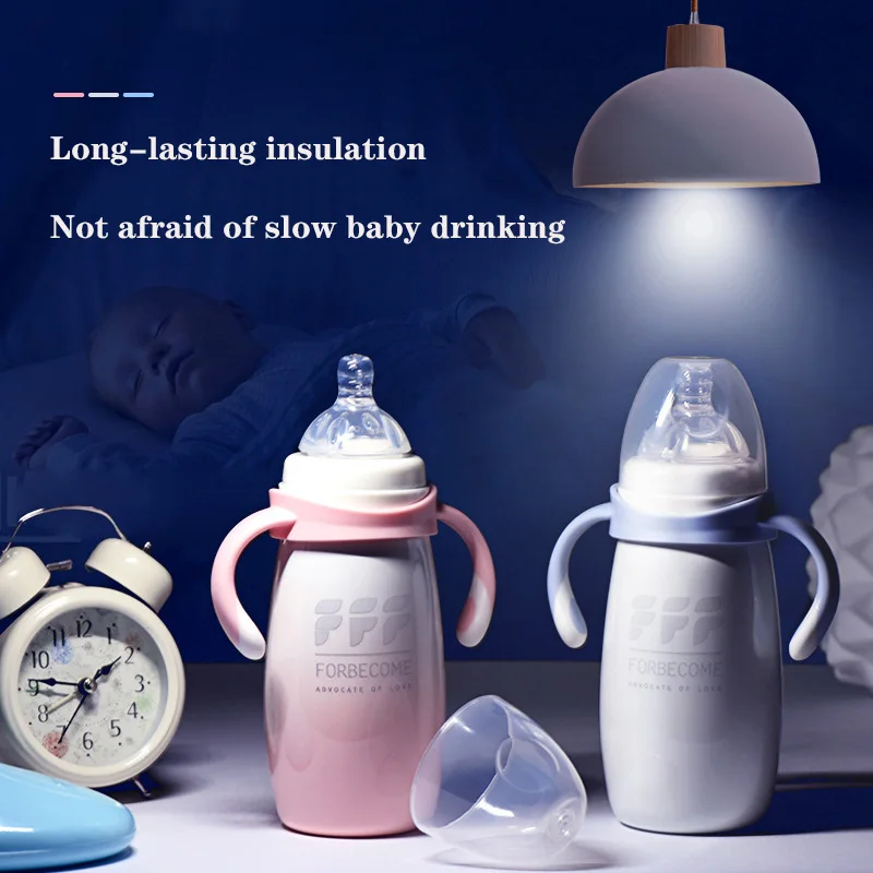 

Ins 240ml Baby Cartoon Multipurpose Stainless Steel Thermos Insulated Vacuum Straw Nipple Nozzle Milk Bottle for Baby Kids Gifts