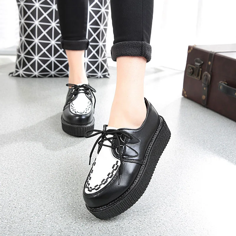 

Creepers Women Shoes Women Flat Platform Shoes Black Fashion Lace-Up Casual Suede Shoes Creepers Shoes Women 15 Colors 35-41