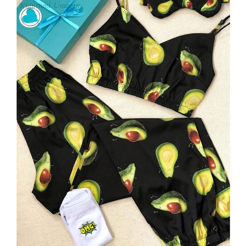 Комплект пижамный женский из 3 предметов с принтом животных |