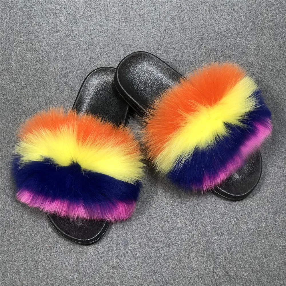 Женские меховые тапочки женская обувь Симпатичные плюшевые пушистые сандалии из