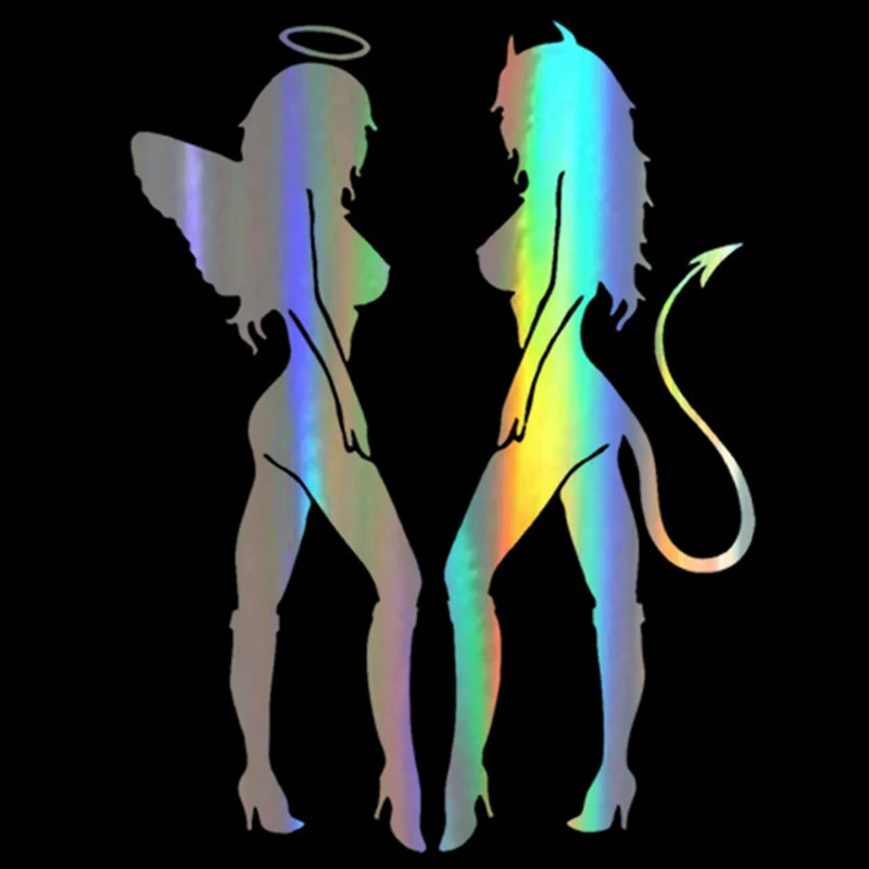 Автомобильная виниловая наклейка DecalsMe 10 5*14 см ангел дьявол сексуальная девушка