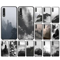 fhnblj black white forest mountain mist phone case for huawei p30 40 20 10 8 9 lite pro plus psmart2019