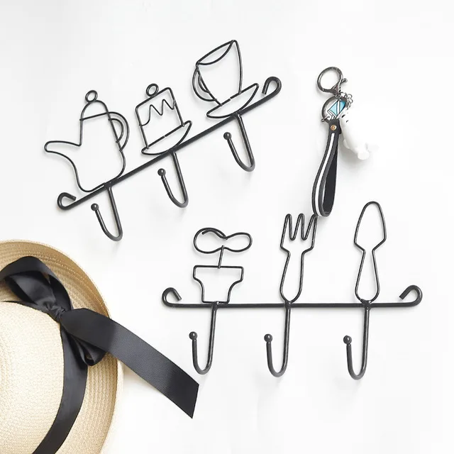 Креативные настенные крючки вешалка для ключей серия посуды украшение кухни
