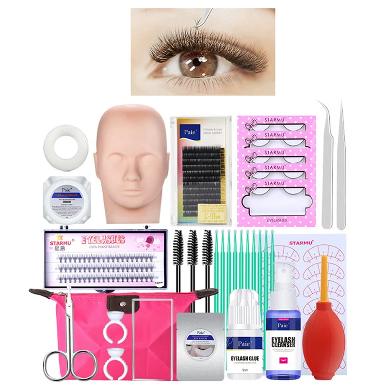 

19pcs/Set Mannequin Makeup Training False Eyelashes Extension Practice Tool Kit