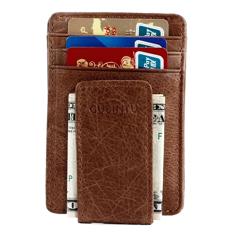 GUBINTU магнитная кожа доллар США билета пряжка деньги RFID блок ультра тонкий банкнот