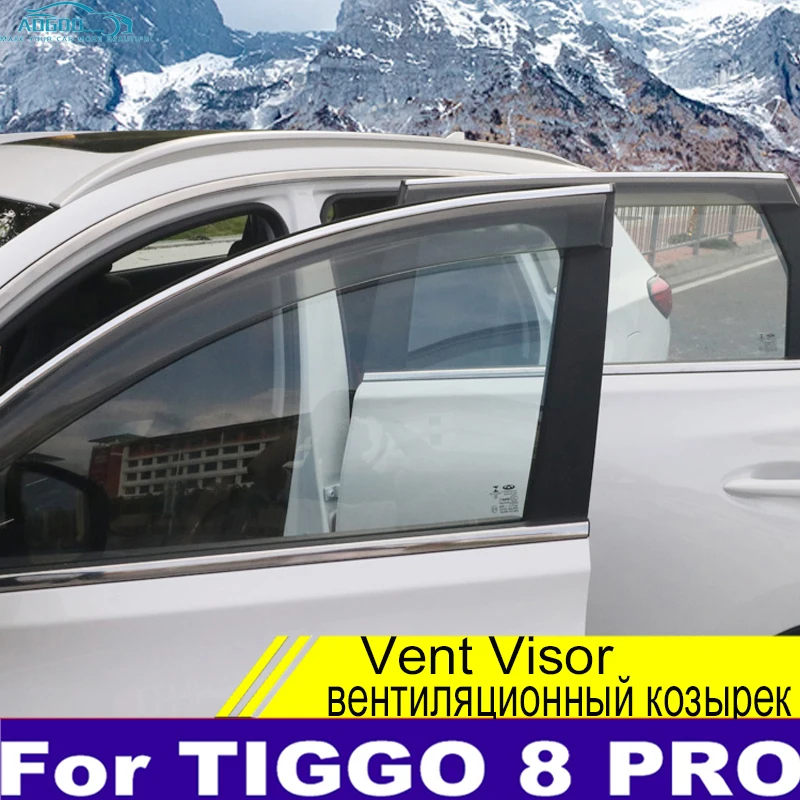 Window Visor Sun Rain Wind Deflector Awning Shield Vent Guard Shade Cover Trim Accessories For Chery Tiggo 8 Pro 2021