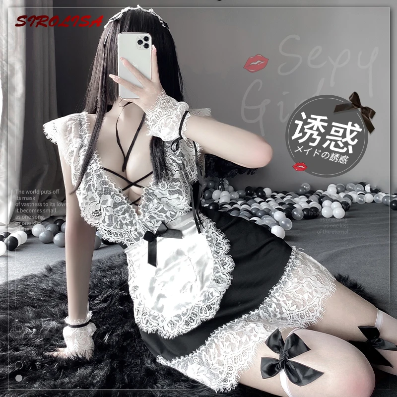 

Coffee Bar Attendant Dress With Lace Apron Anime Cosplay Costumes Fancy French Maid Outfit Original Sexy Design For Women