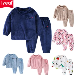 Детская Фланелевая пижама IYEAL, на Возраст 3-8 лет, теплая Пижама для маленьких мальчиков и девочек, Костюм Пижама