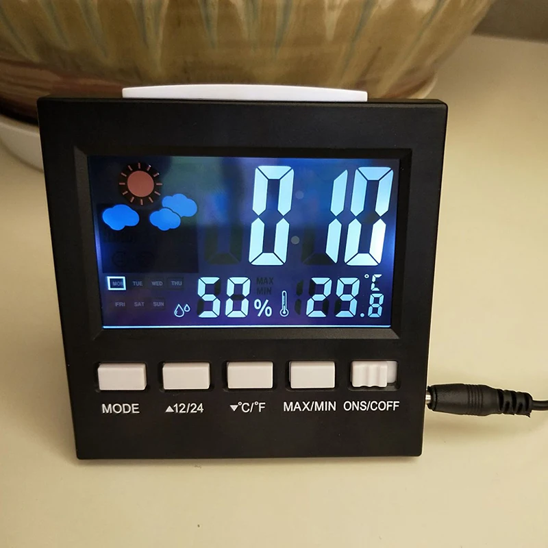 

Intelligent Digital Display Thermometer Weather Station Alarm Calender Clock Wireless Temperature Humidity Meter Метеостанция