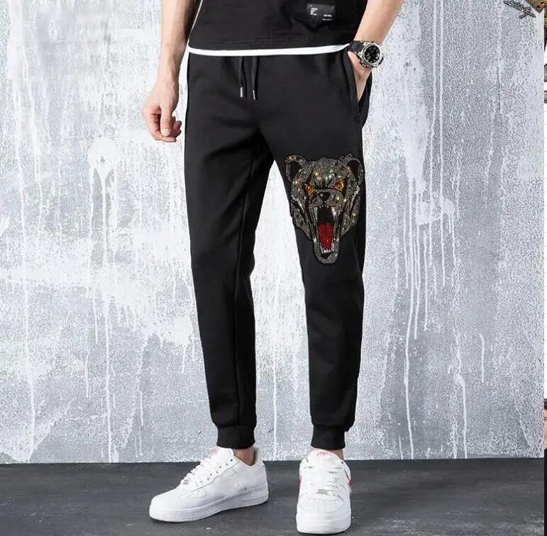 

Men's Hip Hop Fashion Diamond stone Sweatpants Streetwear top quality pants