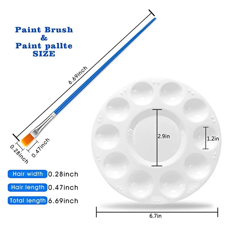 10 лотков для палитры красок и плоских нейлоновые кисти рисования набор кистей
