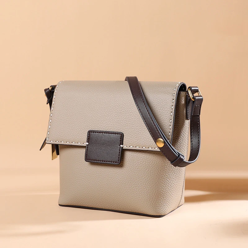 

Genuine Leather Crossbody Shoulder Shopping Bags for Women Shopper Daily Solid Color Handbag Female Purses And Blue Handbags