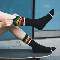 womens cotton socks striped multicolor ladies skateboard sock gradual rainbow sox ins stripe sports winter ankle short fun sock