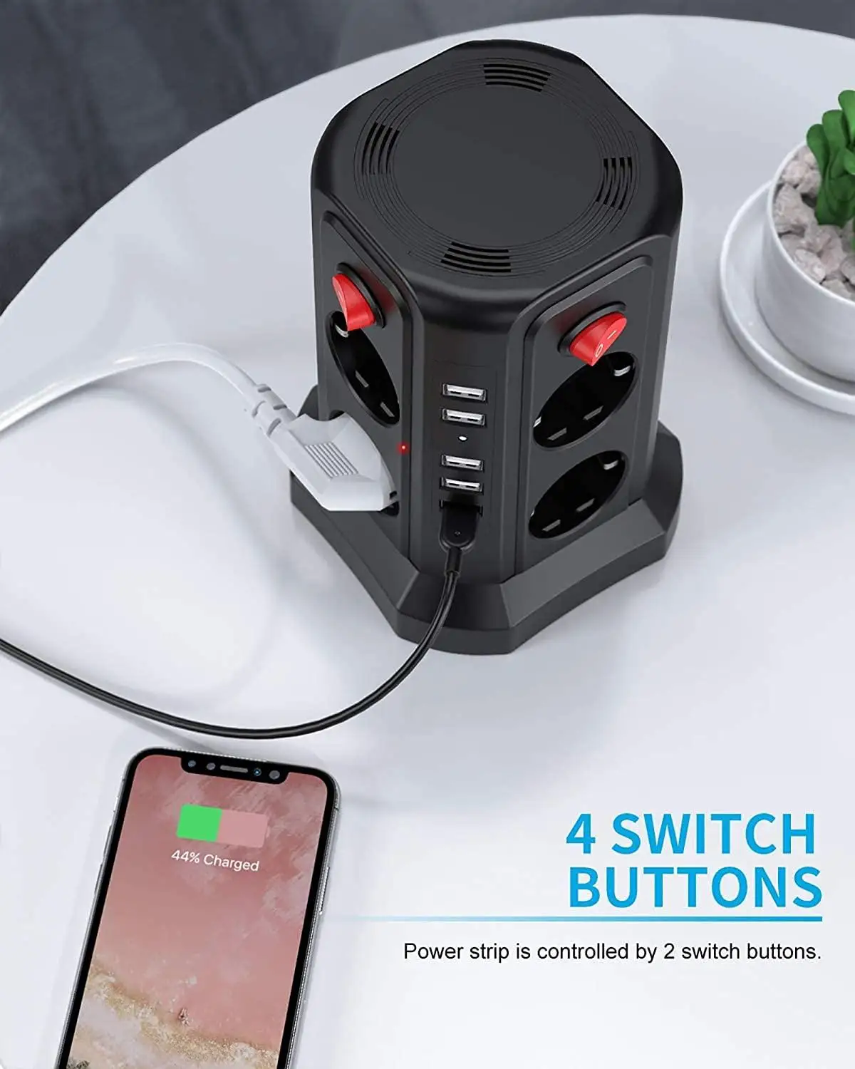 Штепсельная Вилка европейского стандарта 5 гнездо USB башня мощная много шнур с