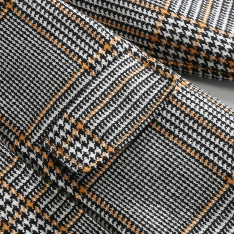 Детское пальто Брендовое Полосатое осенне-зимнее средней длины с клетчатым