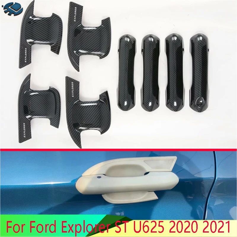 

For Ford Explorer ST U625 2020 2021 ABS Chrome Door Handle Bowl Cover Cup Cavity Trim Insert Catch Molding Garnish