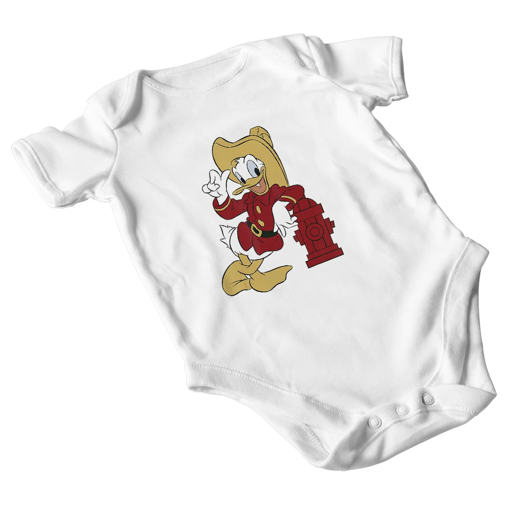 Cuatro Estaciones Disney ni&ntilde;o mameluco novedad de verano productos corta de cuello redondo de manga Pato Donald de impresi&oacute;n de dibujos animados de Harajuku-0