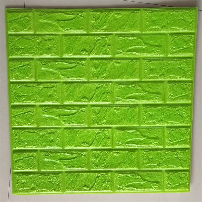 Fruit green 60X30cm 10pcs 3D Brick Wall Stickers Wallpaper Decor Foam Waterproof Wall Covering Wallpaper for Kids Living Room DIY Background - Цвет: Fruit green