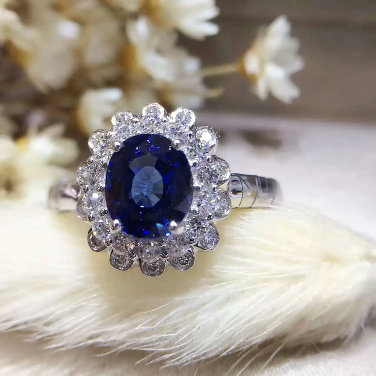 18K золото 2.021ct натуральный сапфир женское кольцо с 0.427ct Бриллиантовая установка новое Изысканное Украшение на свадьбу обручальное кольцо