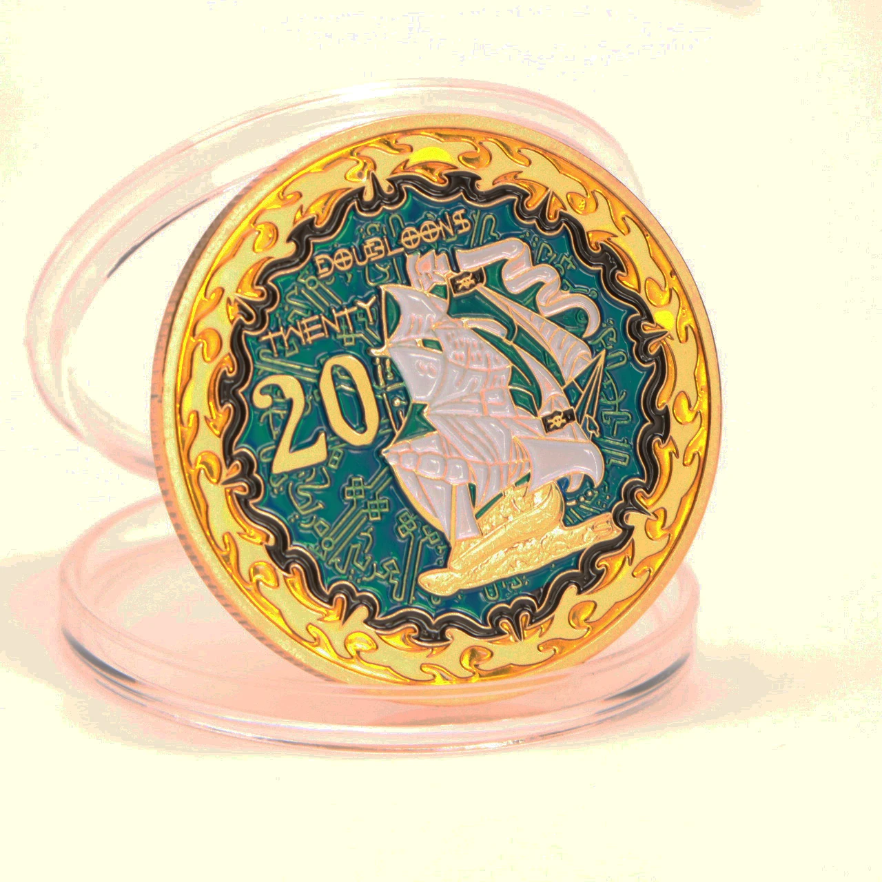 Пиратский череп пиратский корабль золотая монета остров сокровищ Парусный льв