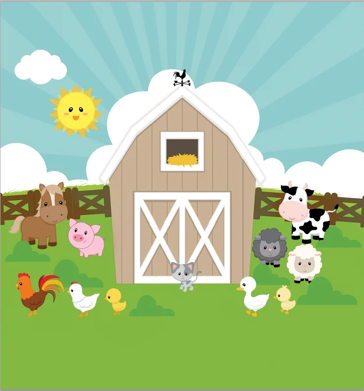 Виниловый фон для студийной фотосъемки с изображением Красного сарая фермы