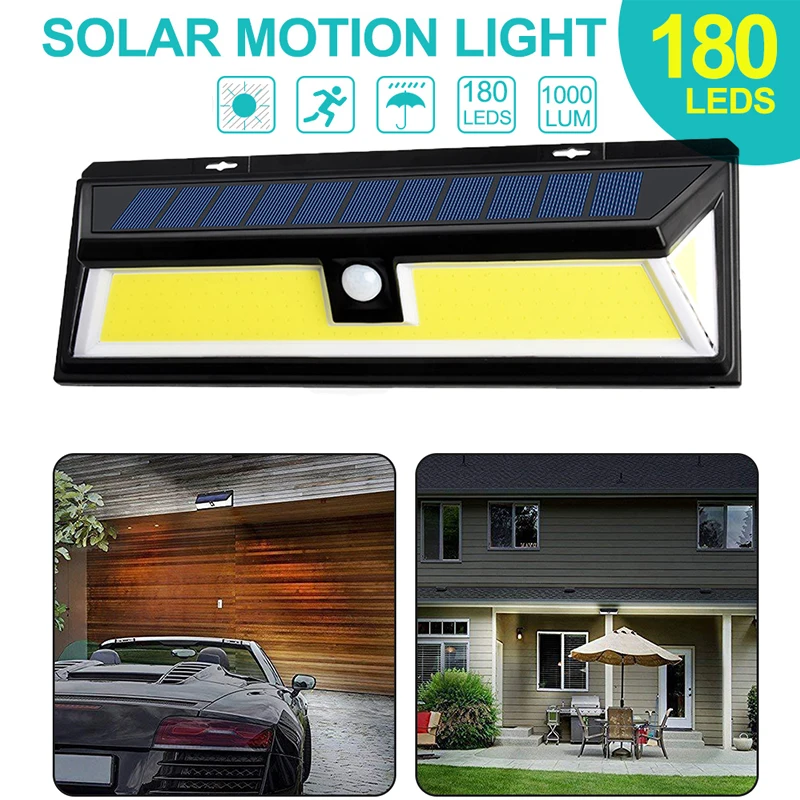 

Solar Wall Light 180COB LED Outdoor Garden Yard Motion Sensor Light COB 3 Modes Waterproof Energy Saving Pathway Solar Wall Lamp