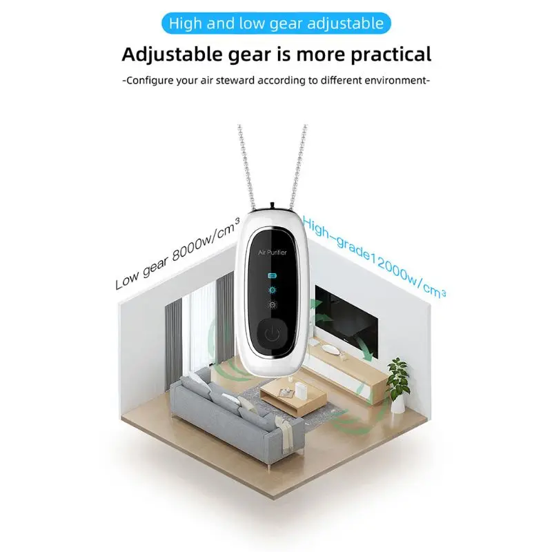 

Air Purifier Necklace Mini Portable Air Freshener Ionizer Negative Ion Generator