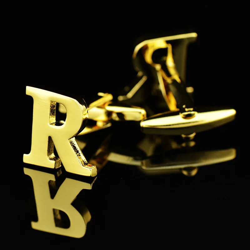 26 английские буквы Модные мужские ювелирные изделия Золотой Цвет Медь рубашки