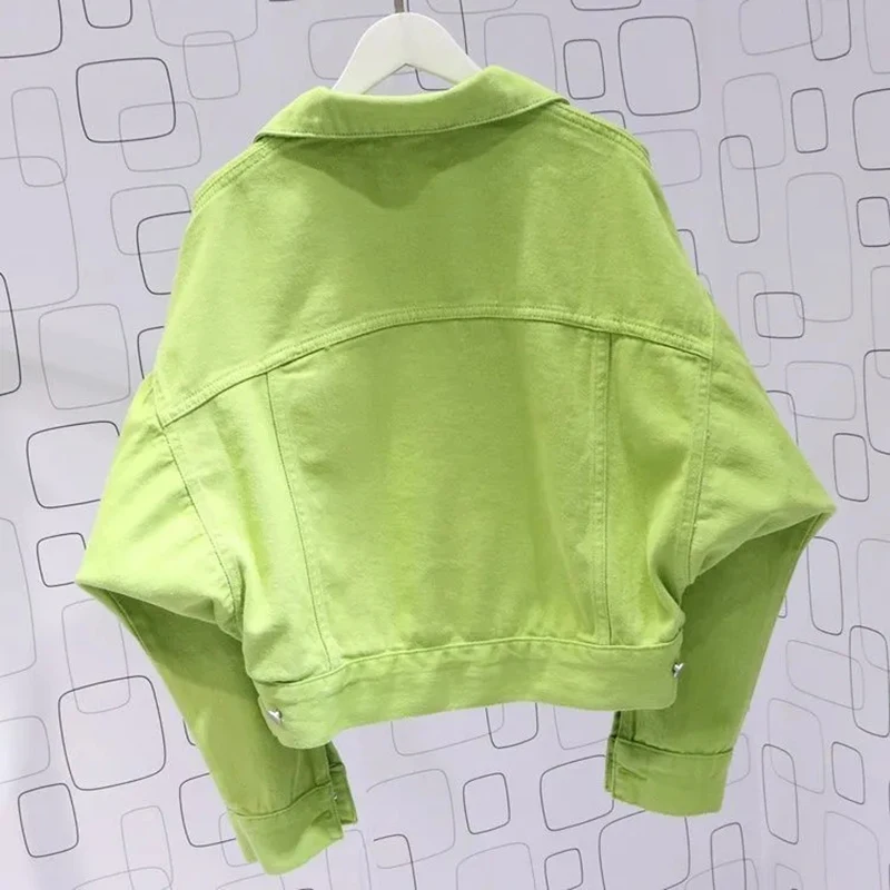 Однотонные однобортные джинсовые куртки 2021 весна-осень уличная одежда с