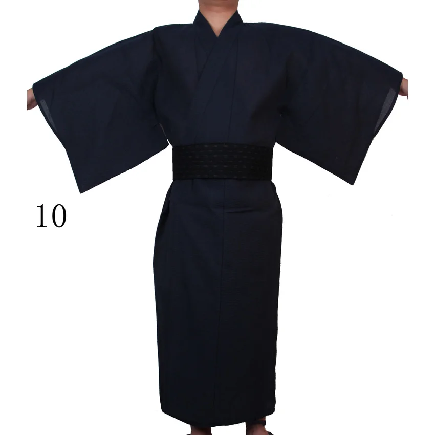Color10 no belt Мужские японские традиционные костюмы Самурайское кимоно человек хлопок тонкий свободный стиль Yukata Jinbei Haori Роскошные Ретро косплей одежда - Цвет: Color10 no belt