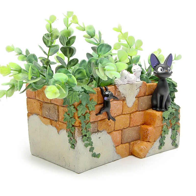 

1 Piece Resin Lovely Cat Flowerpot Cartoon Kiki's Delivery Service Black Cat Garden Decoration Anime&Manga Collection YWLZ16