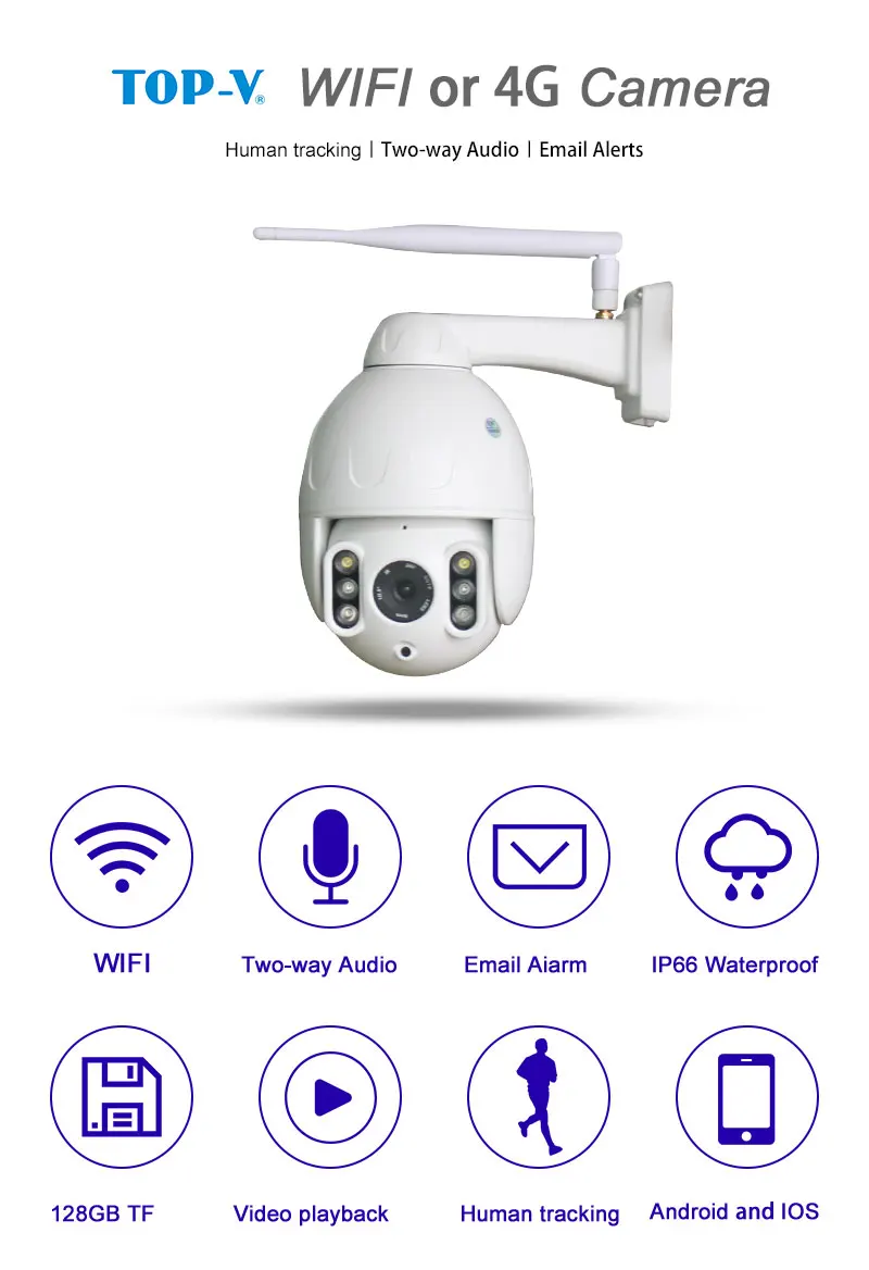 Наружная 2.0MP PTZ ip-камера IP66 Водонепроницаемая двухсторонняя аудио камера ночного